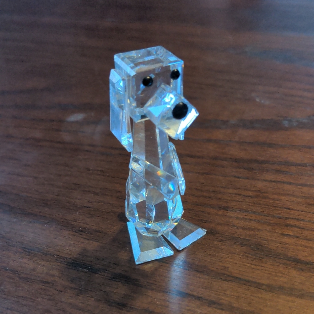 Swavorski Silver Crystal Vintage Standing Pluto Dog Figurine 7635, Discontinued